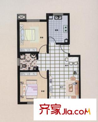 荷花盛世二期3號(hào)樓A戶型89平米 2室2廳1衛(wèi)1廚