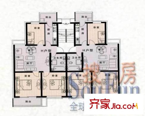 荷花茗苑戶型圖3室2廳1衛(wèi)1廚