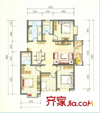 古塘麗景戶型圖4室2廳2衛(wèi) 4室2廳2衛(wèi)1廚