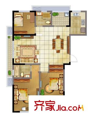 東邑陽光 3室2廳2衛(wèi)1廚 戶型