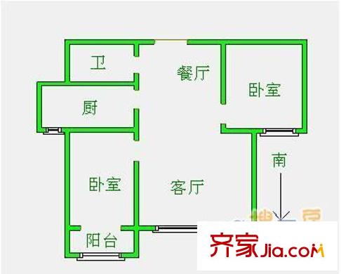 碧海云天戶型圖 二居室