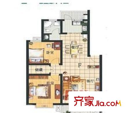 東城華園戶型圖兩室一廳 2室1廳1衛(wèi)1廚