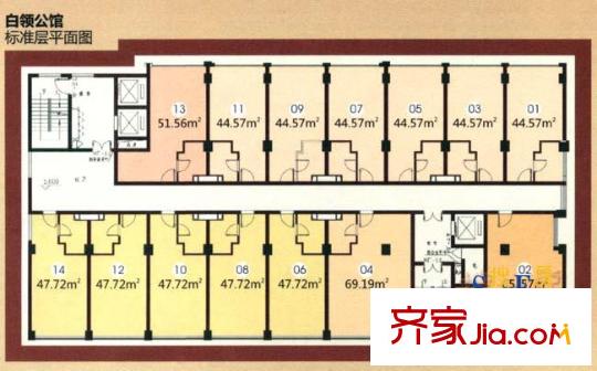 銀星苑戶型圖白領(lǐng)公館標(biāo)準(zhǔn)層平面圖 1室1廳1衛(wèi)1廚