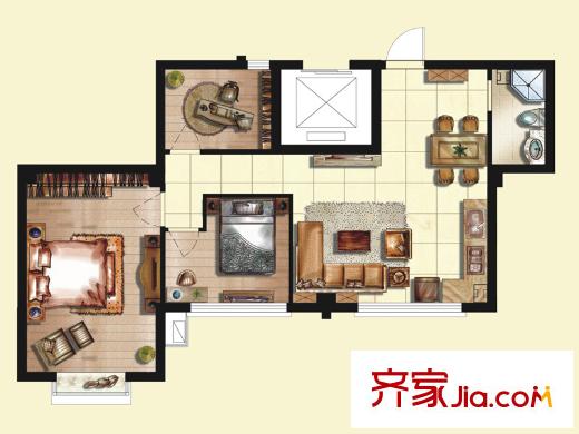 京華茗苑42#小高層西首朝南標(biāo)準(zhǔn)層K戶型 3室2廳1衛(wèi)1廚