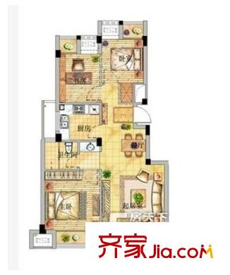 長樂新村戶型圖三室一廳 3室1廳1衛(wèi)1廚