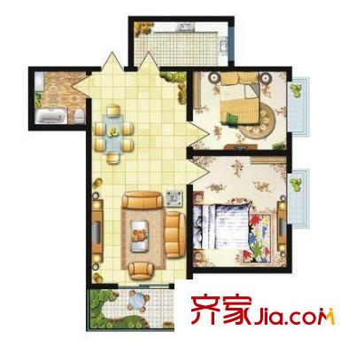 紫薇新村戶型圖1 2室1廳1衛(wèi)1廚