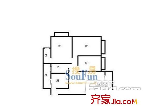 聚金家園戶型圖3室1廳2衛(wèi) 3室1廳2衛(wèi)1廚