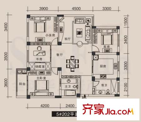 泰河康園戶型圖戶型圖 4室2廳2衛(wèi)1廚