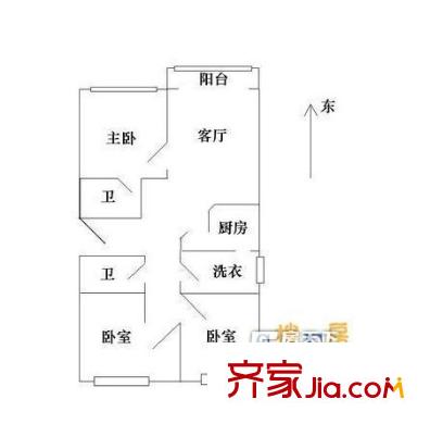 書香苑戶型圖三室一廳兩衛(wèi)2 3室1廳2衛(wèi)1廚