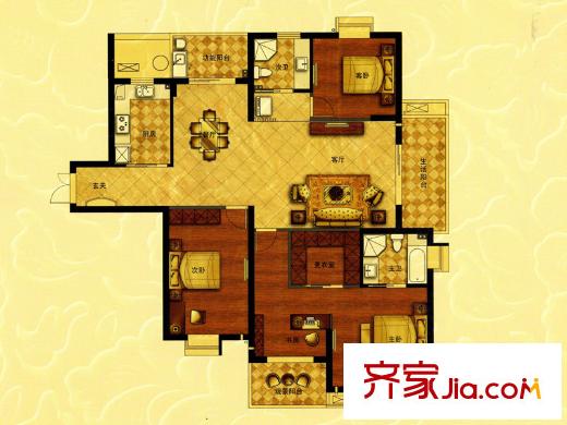 黃山豪庭G戶型 4室2廳2衛(wèi)1廚