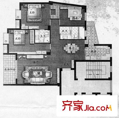 黃山豪庭B1z戶型（已售完） 3室2廳2衛(wèi)1廚