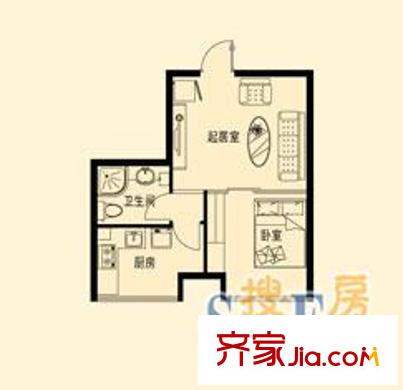 鶴祥雅居戶型圖C2戶型 1室1廳1衛(wèi)1廚