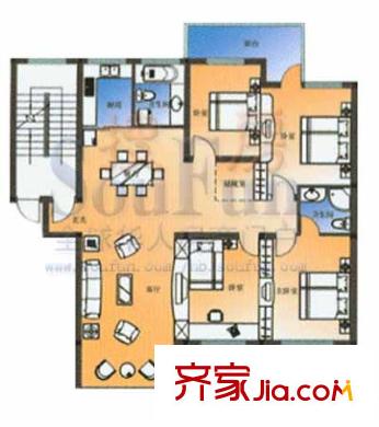 甜蜜家園戶型圖D戶型 4室2廳2衛(wèi)1廚