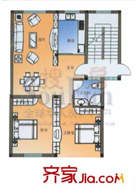 甜蜜家園戶型圖A戶型 2室2廳1衛(wèi)1廚