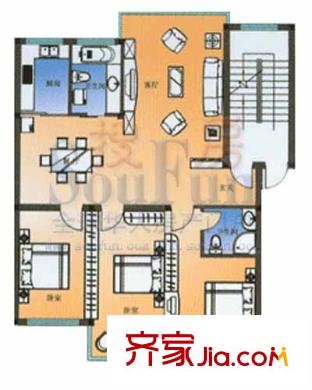 甜蜜家園戶型圖B戶型 3室2廳2衛(wèi)1廚
