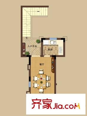 龍湖滟瀾海岸疊墅疊上戶型二層 1廳1廚
