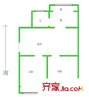 學(xué)院路園丁樓戶型圖2居室 2室1廳1衛(wèi)1廚