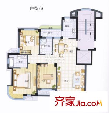 四季桂花園戶(hù)型圖三期丹桂苑-A戶(hù)型（售罄） 3室2廳2衛(wèi)1廚