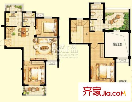 派舍提香戶型圖二期戶型圖 3室2廳2衛(wèi)1廚