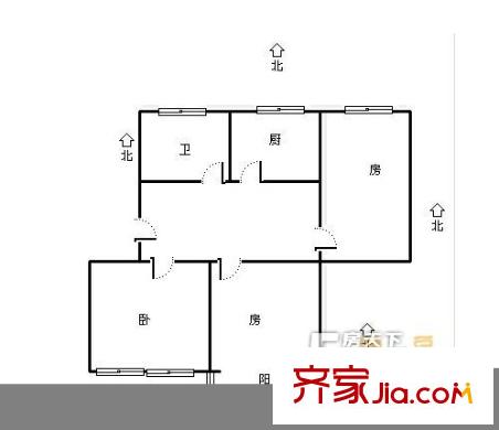錦港佳園戶型圖三室一廳 3室1廳1衛(wèi)1廚