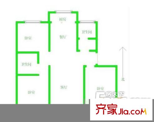 錦港佳園戶型圖三室兩廳兩衛(wèi) 3室2廳2衛(wèi)1廚