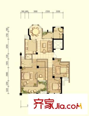 駱城芳洲5#樓標(biāo)準(zhǔn)層E01戶型 3室2廳2衛(wèi)1廚