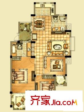 榮安花園戶型圖4#201戶型 3室2廳1衛(wèi)1廚