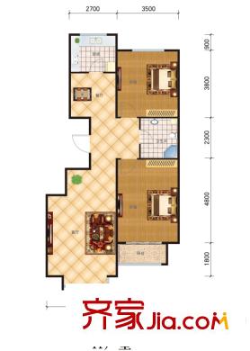 誠安逸品花園戶型圖H戶型 2室2廳1衛(wèi)1廚