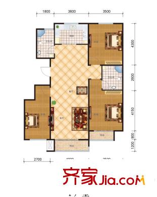 誠安逸品花園戶型圖F戶型（僅剩公寓性質(zhì)1-3層） 3室2廳2衛(wèi)1廚
