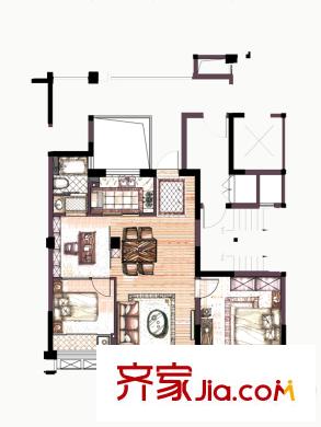 博府麗景灣 3室2廳1衛(wèi)1廚 戶型圖