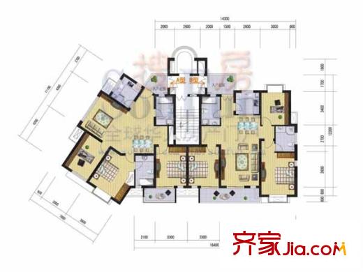日湖家園戶型圖A、B型 3室2廳2衛(wèi)1廚