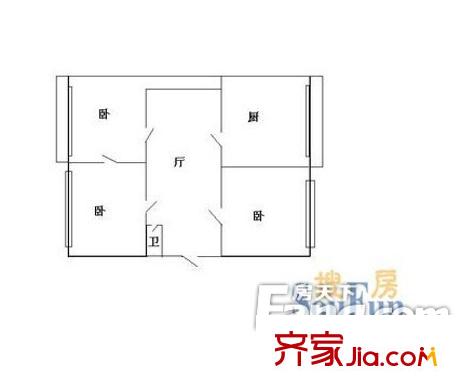 翠柏東巷戶型圖三室一廳 3室1廳1衛(wèi)1廚