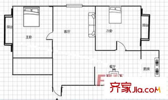融鑫園戶型圖戶型圖2 2室2廳1衛(wèi)1廚
