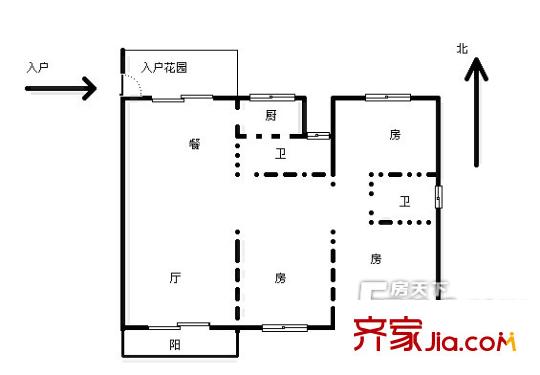 中山西苑景泰里戶型圖三室一廳 3室1廳1衛(wèi)1廚
