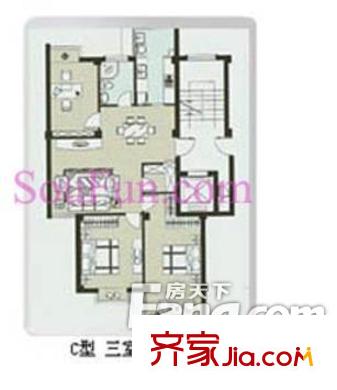 榮安世家C型三室兩廳一衛(wèi)