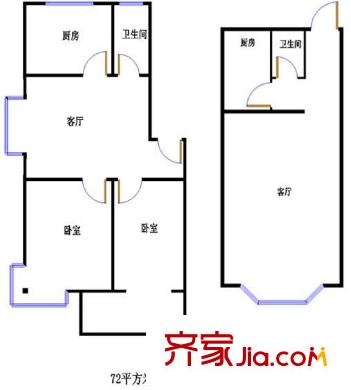榮安世家戶型圖戶型圖 2室2廳2衛(wèi)2廚