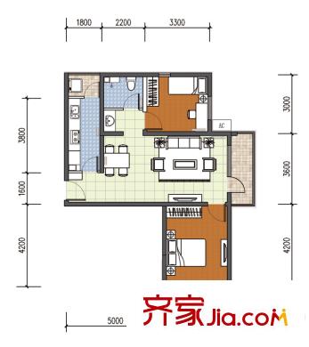 東方紅戶型圖C1戶型（售完） 2室2廳1衛(wèi)1廚