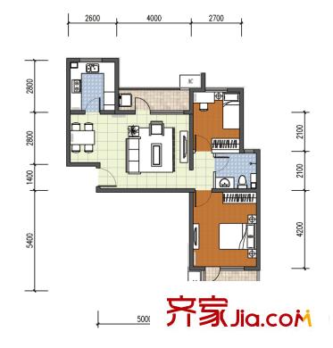 東方紅戶(hù)型圖C2戶(hù)型（售完） 2室2廳1衛(wèi)1廚