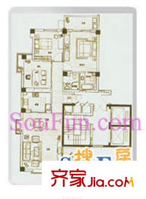 香榭麗舍戶型圖高層戶型圖 4室2廳2衛(wèi)1廚