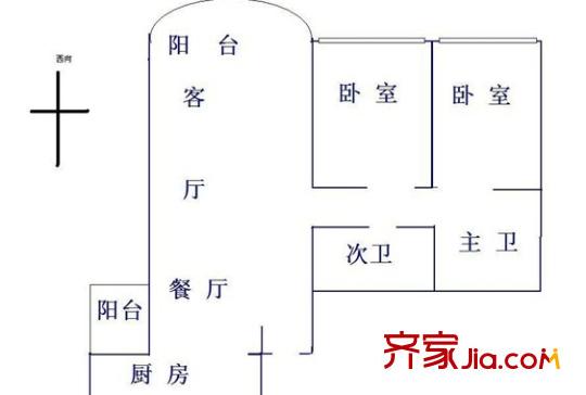 望京人文戶型圖戶型圖 2室2廳1衛(wèi)1廚