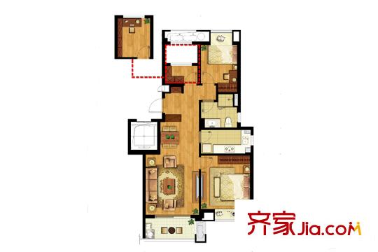 萬科云鷺灣6號地塊D-2戶型 2室2廳1衛(wèi)1廚