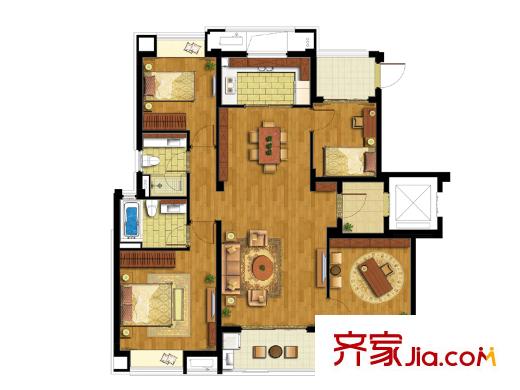 萬科云鷺灣悅湖138平 4室2廳2衛(wèi)1廚