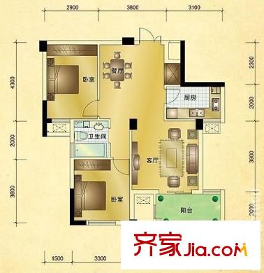 寧馨園 3室 戶型圖