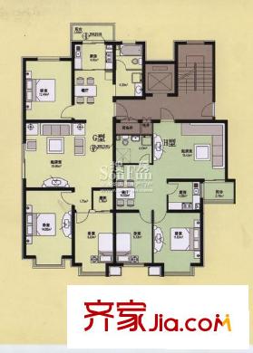 海景怡園戶型圖G+H型單元 3室2廳1衛(wèi)1廚