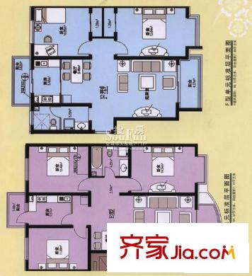 海景怡園戶型圖E型單元 3室2廳1衛(wèi)1廚