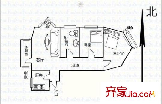 供電樓高層 2室 戶型圖