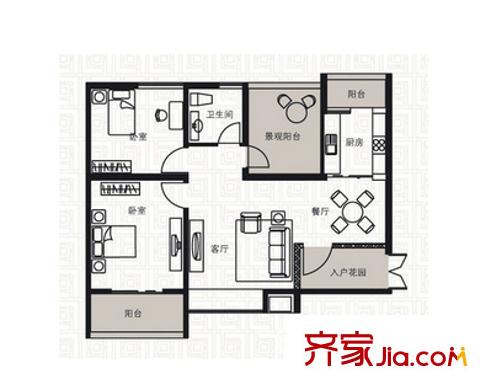 白云牡丹戶型圖三室 