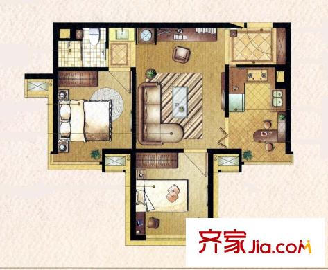 蘇豪愛居 2室2廳1衛(wèi)1廚 戶型圖