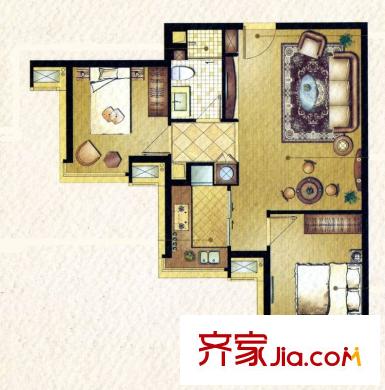 蘇豪愛居 2室2廳1衛(wèi)1廚 戶型圖