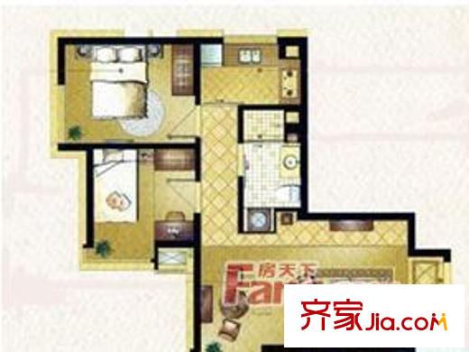 蘇豪愛居 2室1廳1衛(wèi)1廚 戶型圖